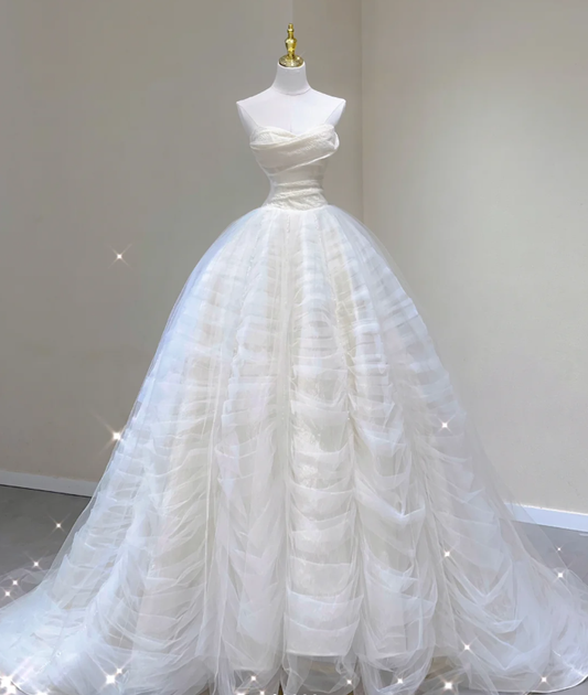 Einzigartige Ballkleid Sweetheart Satin Brautkleider Weiß Brautkleid DP440
