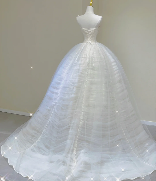 Einzigartige Ballkleid Sweetheart Satin Brautkleider Weiß Brautkleid DP440