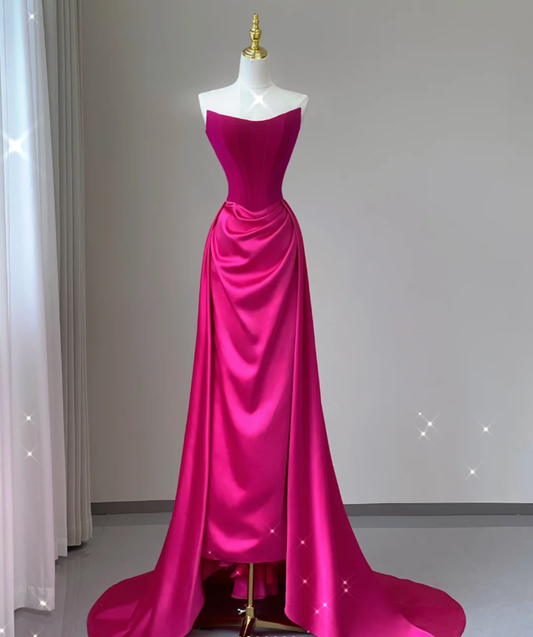 Hübsche Meerjungfrau trägerloses Satin ärmelloses langes Ballkleid Abendkleid DP468