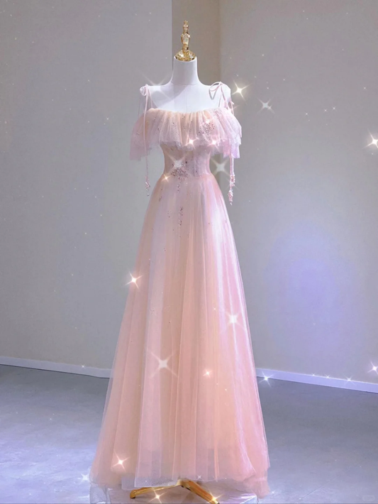 Edle A-Linie, schulterfrei, rosa Ballkleider, Geburtstagskleider, Tanzpartykleid, Abschlussballkleider, DP490