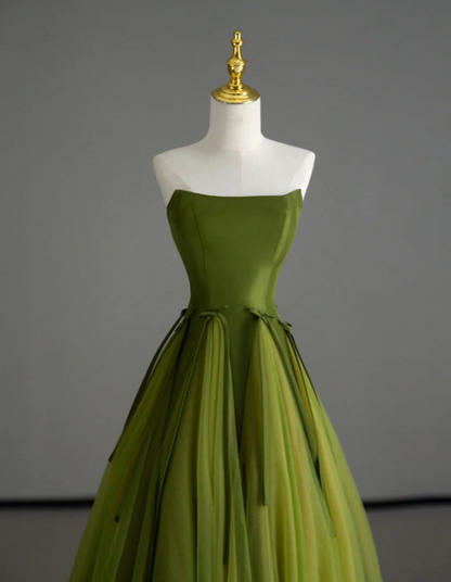 Classy Ball Gown Strapless Green Tulle Prom Dresses Birthday Dresses Dance Party Dress Graduation Prom Dresses DP505