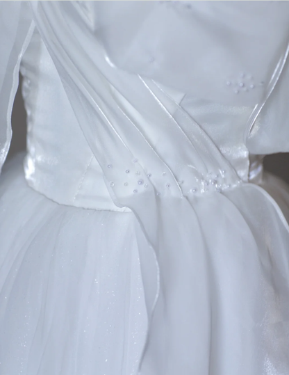 Dreamy Ball Gown Off The Shoulder Tulle Long White Wedding Dresses Summer Brides Dress DP517