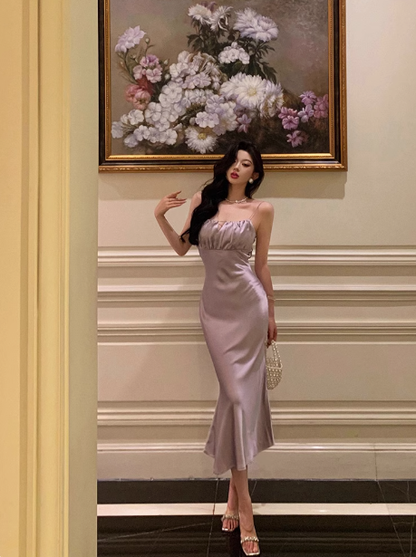 Elegantes Meerjungfrau-Spaghettiträger-Kleid in Lila zum 18. Geburtstag, Partykleid, Geburtstags-Outfits, Geburtstagskleid-Ideen für Frauen, DP578