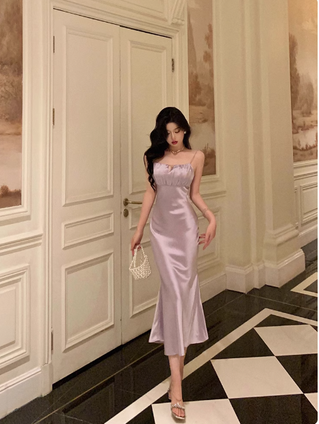 Elegantes Meerjungfrau-Spaghettiträger-Kleid in Lila zum 18. Geburtstag, Partykleid, Geburtstags-Outfits, Geburtstagskleid-Ideen für Frauen, DP578