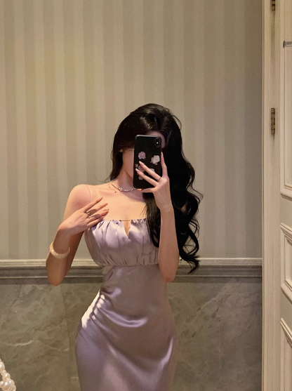 Elegantes Meerjungfrau-Spaghettiträger-Kleid in Lila zum 18. Geburtstag, Partykleid, Geburtstags-Outfits, Geburtstagskleid-Ideen für Frauen, DP578