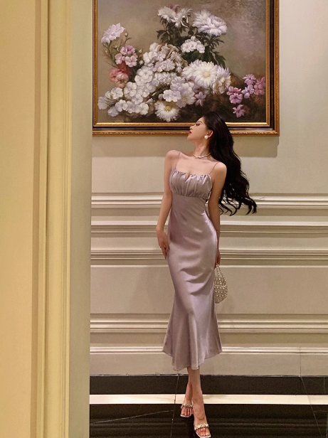 Elegantes Meerjungfrau-Spaghettiträger-Kleid in Lila zum 18. Geburtstag, Partykleid, Geburtstags-Outfits, Geburtstagskleid-Ideen für Frauen, DP578