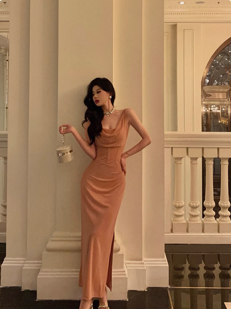 Elegant Mermaid Pink Slit 18th Birthday Dress Party Gown Birthday Outfits Birthday Dress Ideas For Women DP602