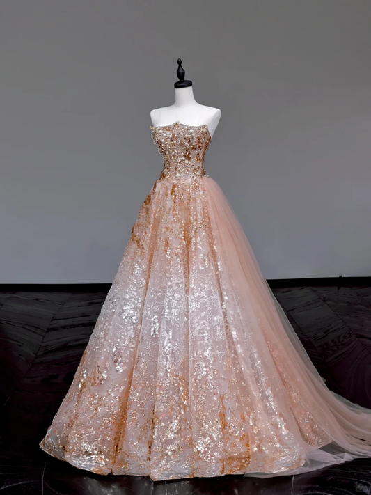 Wunderschönes Ballkleid trägerlos Pailletten langes Ballkleid Partykleid Abschlusskleider DP718