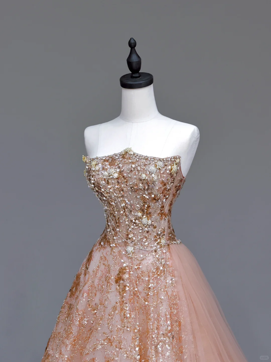 Wunderschönes Ballkleid trägerlos Pailletten langes Ballkleid Partykleid Abschlusskleider DP718
