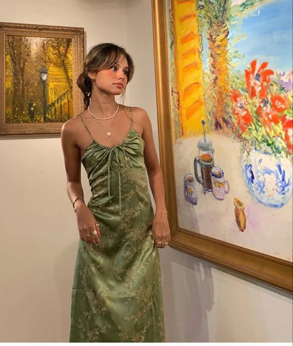 Wunderschönes A-Linie Neckholder-Ballkleid mit Blumenmuster in Grün, formelle Sommerkleider für Hochzeitsgäste, Outfits für Hochzeitsgäste, DP760