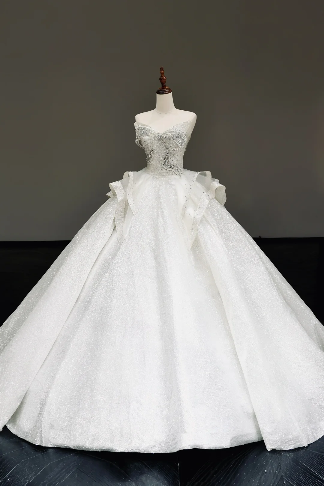 Prinzessin Brautkleid Ballkleid Schatz Weiß Pailletten Brautkleider Mit Bow-knot Brautkleider DP816