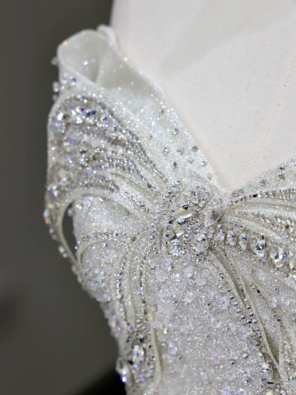 Prinzessin Brautkleid Ballkleid Schatz Weiß Pailletten Brautkleider Mit Bow-knot Brautkleider DP816