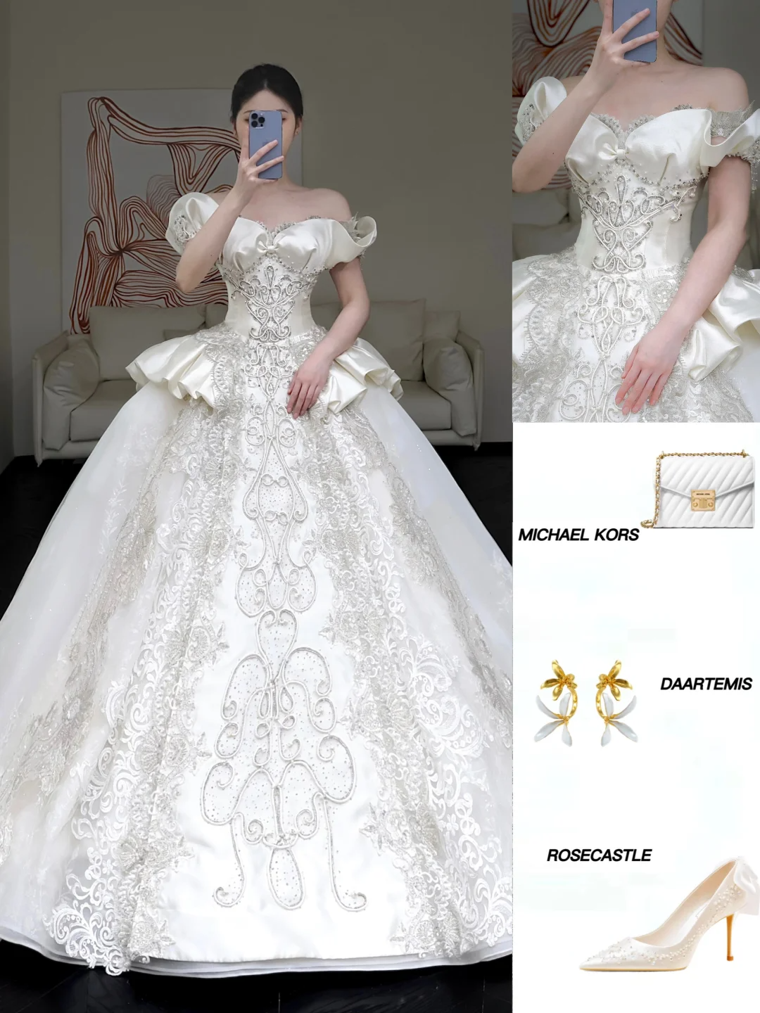 Prinzessin Brautkleid Ballkleid aus der Schulter weiße Pailletten Perlen Brautkleider Winter Brautkleider DP861