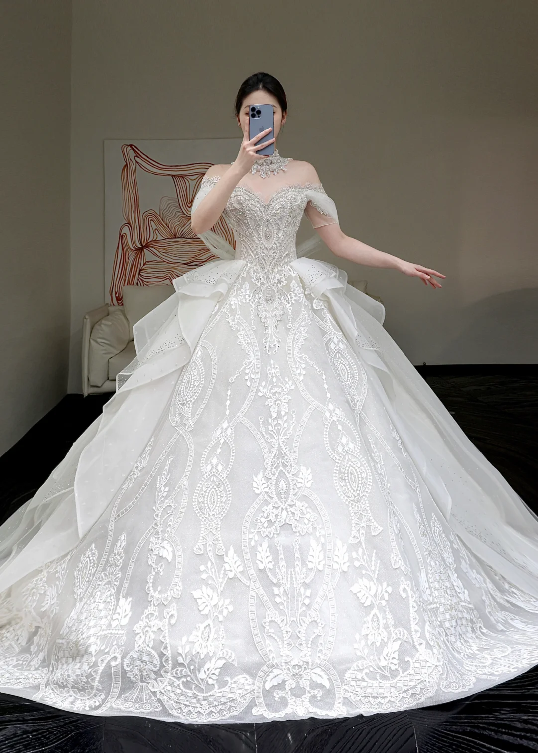 Prinzessin Brautkleid Ballkleid Weg Von Der Schulter Weiß Pailletten Perlen Brautkleider Winter Brautkleider DP863