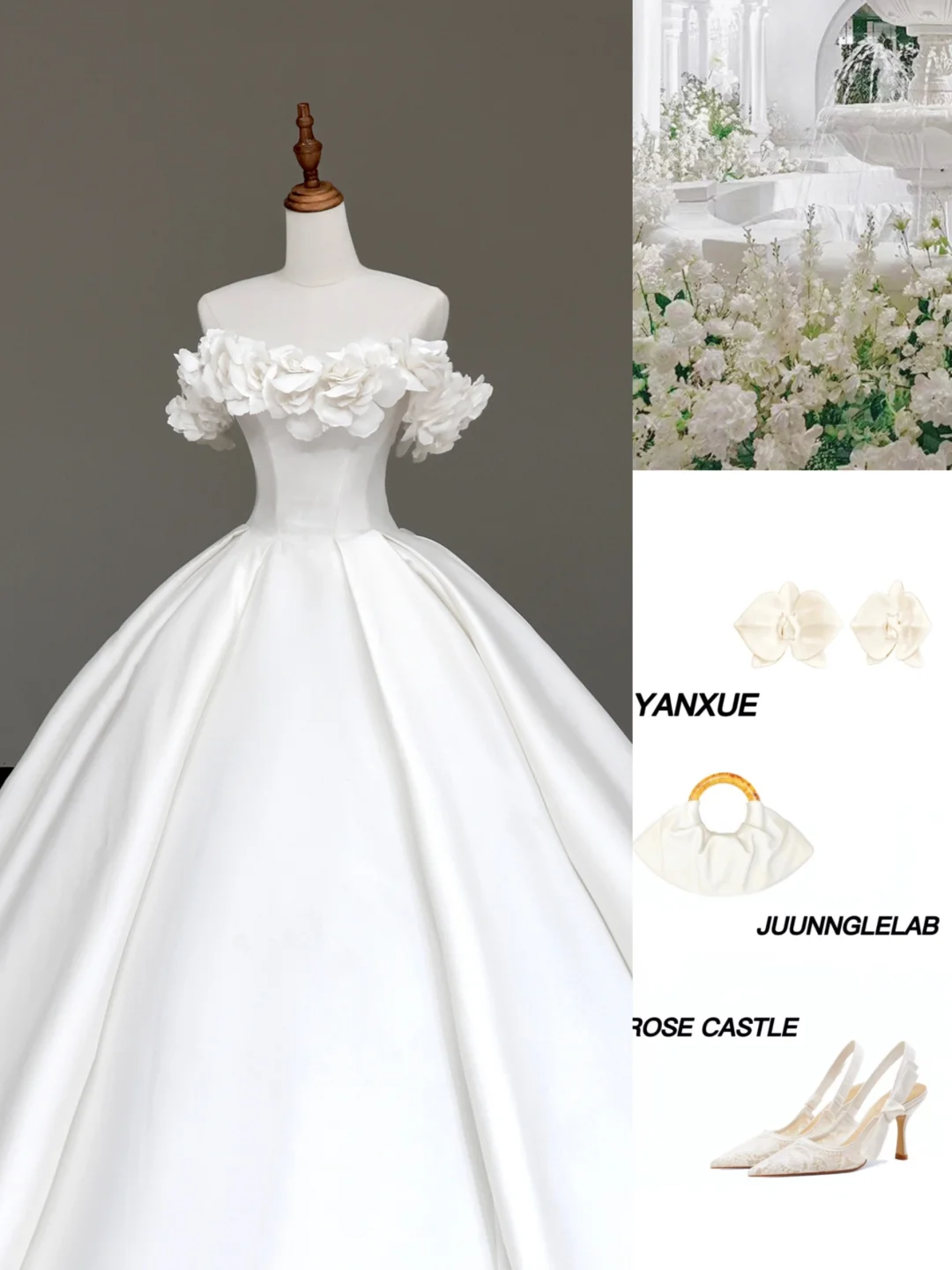 Prinzessin Brautkleid Ballkleid aus der Schulter weiß Satin Brautkleider Winter Brautkleider DP869