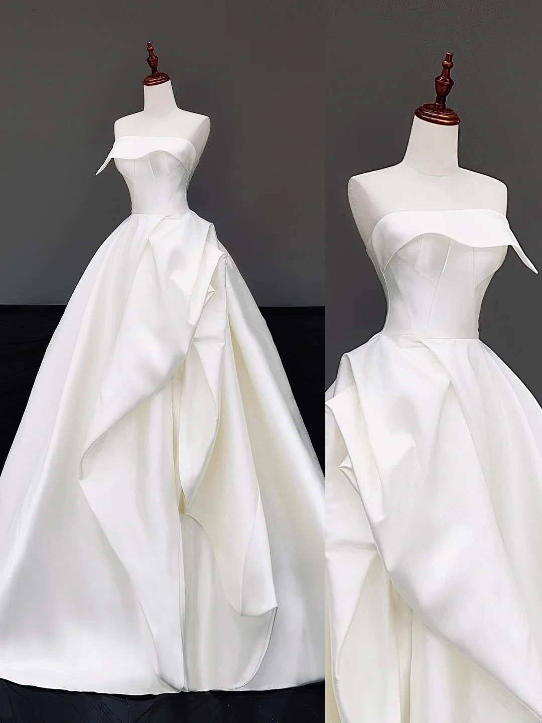 Timeless Bridal Gown Ball Gown Strapless White Satin Wedding Dresses Bridal Gowns DP874