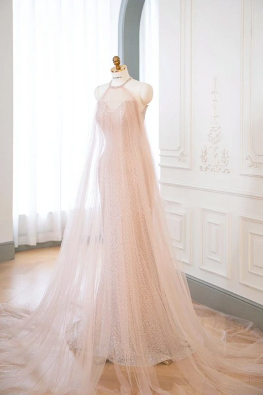 Elegant Glamour Mermaid Halter Pink Sequin Prom Gowns Party Dress Classy Gowns Evening Dresses DP893