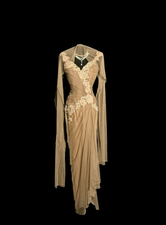 Vintage Sheath Straps Chiffon Gold Mother Of Bride Dress Party Gown Tea Length For Summer Women DP906