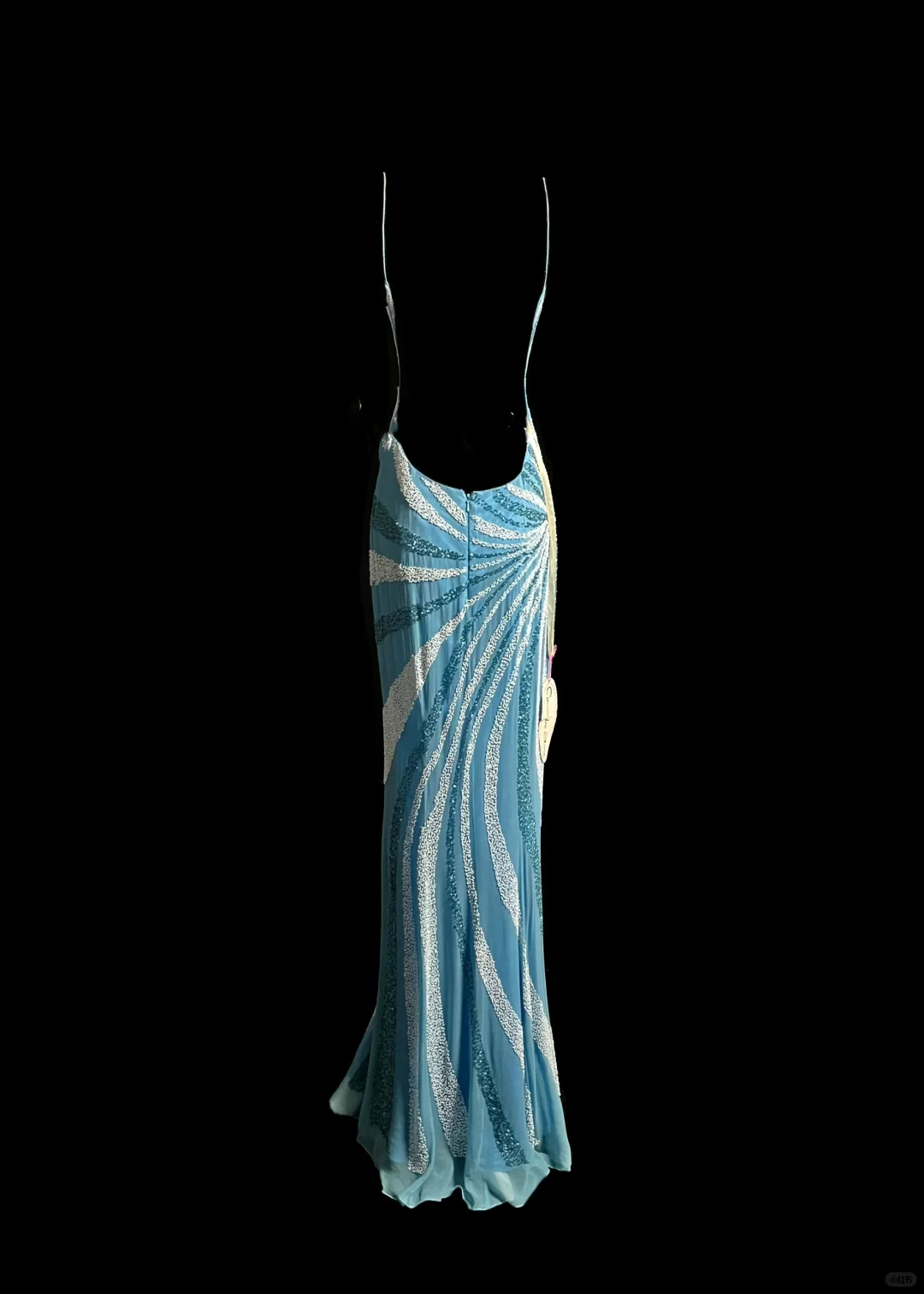 Vintage Mermaid Spaghetti Straps Blue Chiffon Long Prom Dress Party Dress Evening Dresses DP912