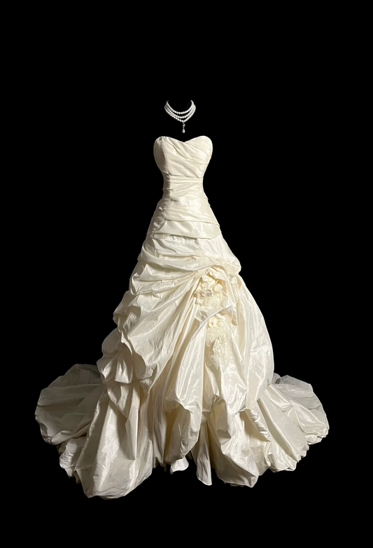 Robe de mariée vintage, robe de bal, décolleté en cœur, ivoire, longue, minimaliste, DP922