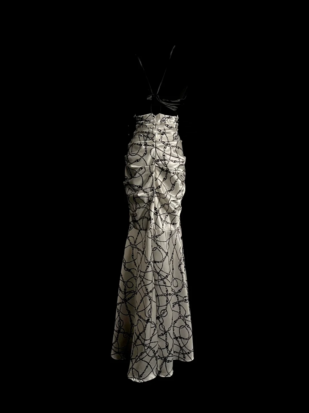 Vintage Meerjungfrau Schatz Schwarz Satin Lange Ballkleider Rüschen Abendkleider Abendkleid DP936