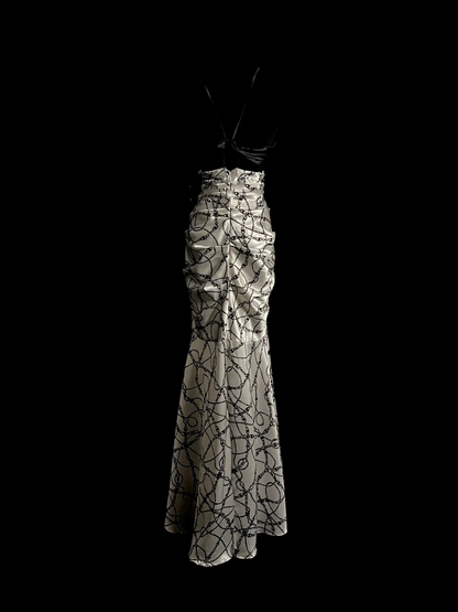 Vintage Meerjungfrau Schatz Schwarz Satin Lange Ballkleider Rüschen Abendkleider Abendkleid DP936