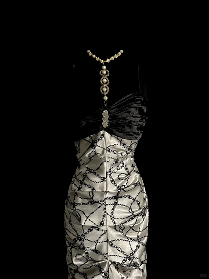 Vintage Meerjungfrau Schatz Schwarz Satin Lange Ballkleider Rüschen Abendkleider Abendkleid DP936