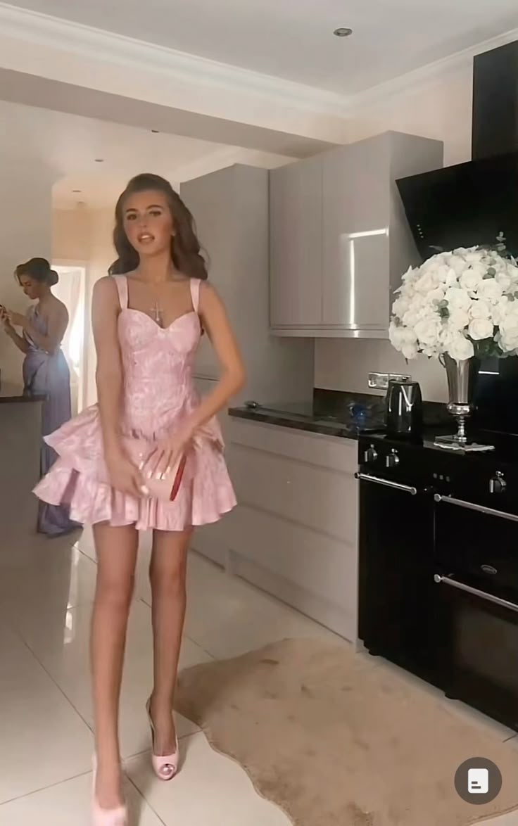 Cute A line Pink Straps Short Summer Birthday Dress Hoco Dress 