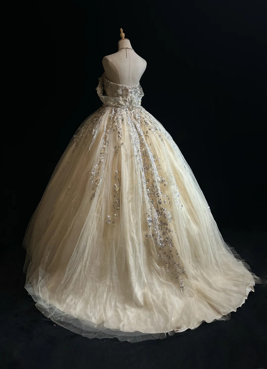 Fairy Sweetheart Ball Gown Long Quinceanera Dress Tulle Applique Birthday Dress Yellow Sweet 16 Dress DQ001