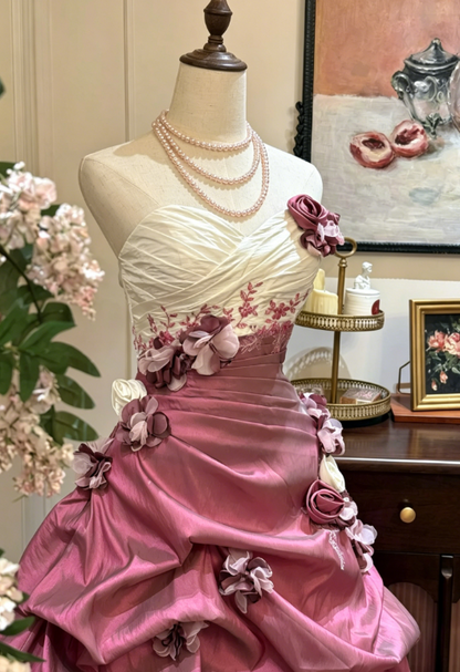 Fairy Sweetheart Ball Gown Long Quinceanera Dress Tulle Applique Birthday Dress Plum Sweet 16 Dress DQ003