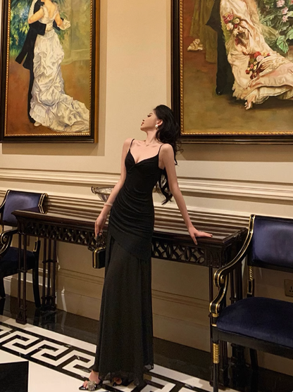 Elegantes Meerjungfrau-Kleid aus schwarzem Chiffon, ärmellos, für den 21. Geburtstag, Partykleid, Geburtstags-Outfits, Geburtstagskleid-Ideen für Frauen, DP1288