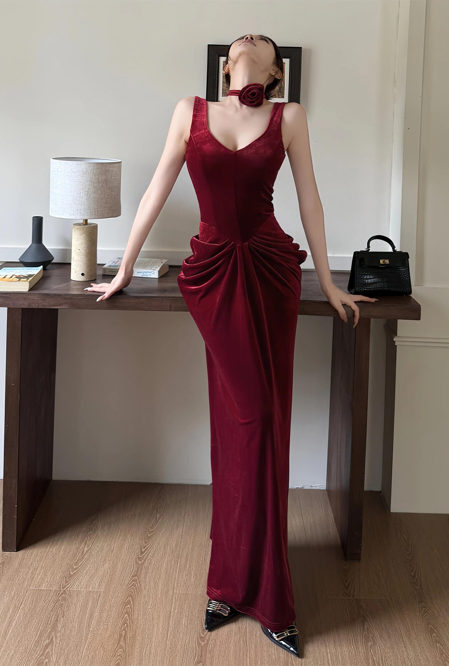 Burgundy Women's Dress S236
