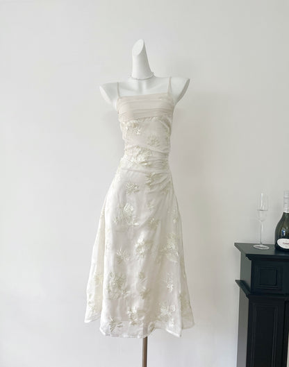 Robe d'été longue en dentelle à bretelles spaghetti et sirène pour femme DP0017