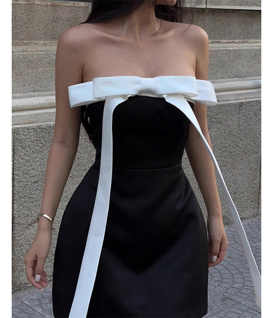 Cute A line Strapless Black Party Dresses Short Formal Homecoming Dresses Night Chic Elegant Short Dresses Cocktail Dress 16th Birthday Outfits Hoco Dresses DH2758