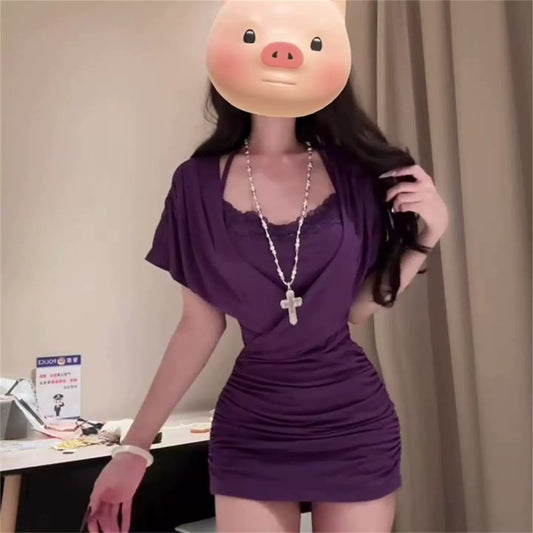 Robe violette tendance pour femme S629