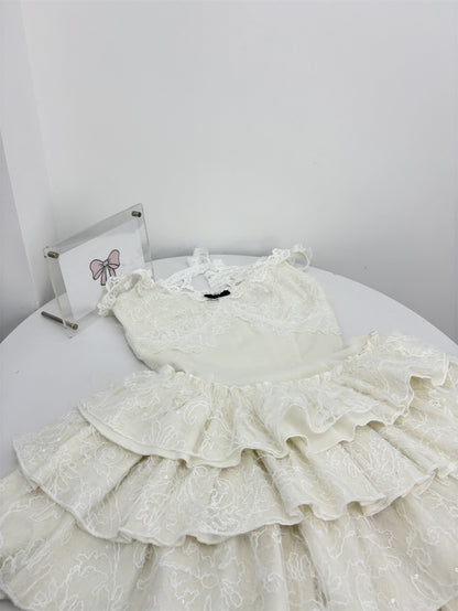 Cute Spaghetti Straps Ballet Skirt Ruffles Summer Dress Holiday Party Outfits For Women DP0091