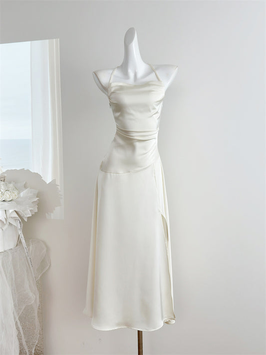 Sexy Meerjungfrau Neckholder Satin Sommer Strandkleid Urlaub Party Casual Outfits für Mädchen DP1403