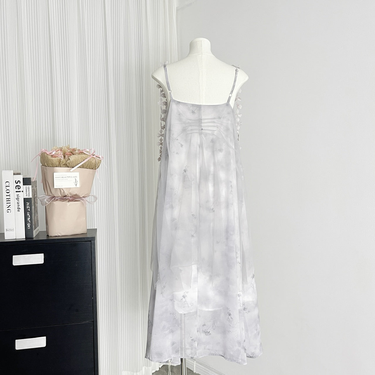 Cute A Line Spaghetti Straps Floral Chiffon Summer Dress Holiday Party Outfits For Girls DP0133