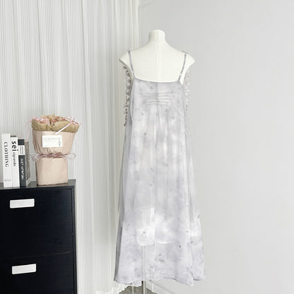 Cute A Line Spaghetti Straps Floral Chiffon Summer Dress Holiday Party Outfits For Girls DP0133