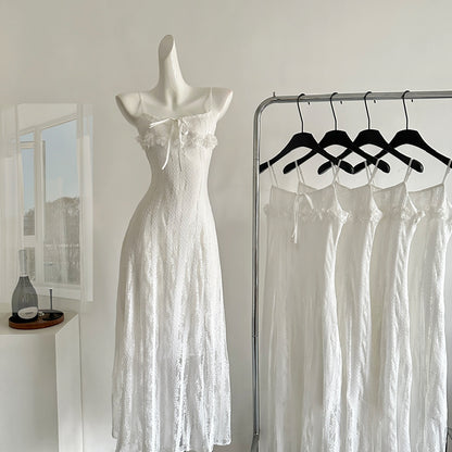 Cute A Line Spaghetti Straps Ivory Lace Summer Dress Holiday Party Outfits For Women DP0100