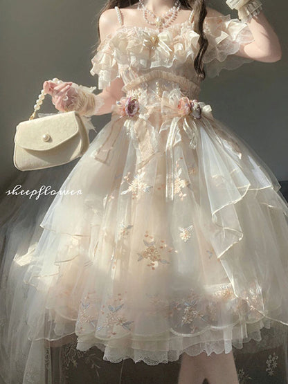 Vintage Ball Gown Off The Shoulder Lace Summer Long Holiday Dresses 16th Birthday Dress Lolita Dress Flowers Birthday Outfits W1131