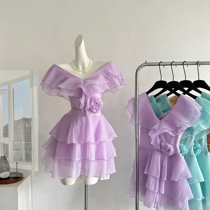Cute A Line V Neckline Layers Summer Dress Holiday Party Outfits For Girls DP0154