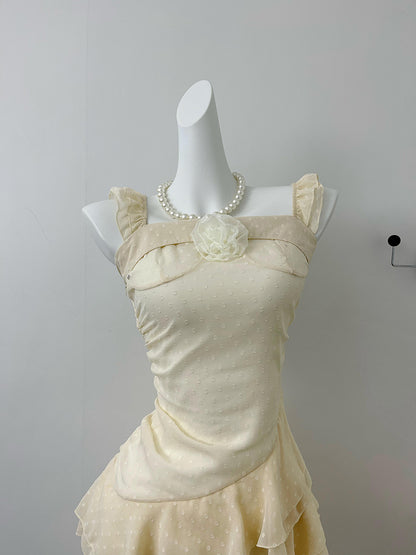Cute High Low Square Neckline Ruffles Summer Dress Holiday Party Outfits For Women DP0089