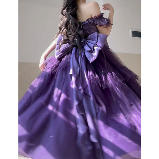 Vintage A line Spaghetti Straps Grape 16th Birthday Dress Lolita Dress Birthday Outfits W1228