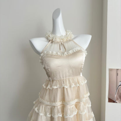 Robe d'été mignonne en dentelle à col carré et coupe trapèze pour filles, tenue de fête et de vacances, DP0140