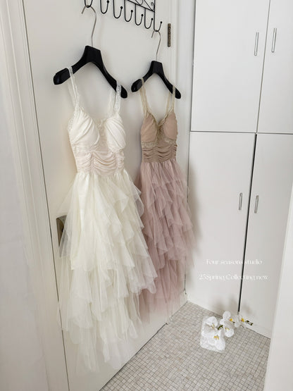 Süßes A-Linien-Trägerkleid mit Spitzenrüschen, Sommerkleid für die Feiertage, Party-Outfits für Mädchen, DP0134