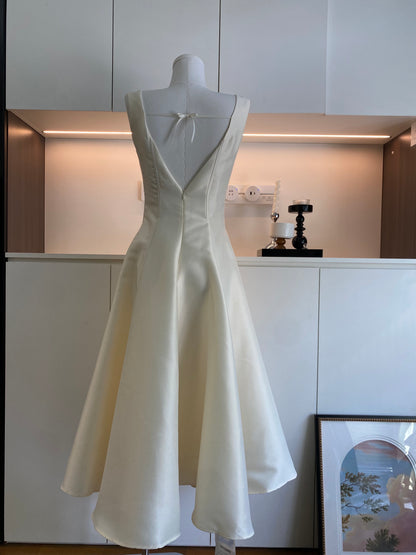 Süßes A-Linien-Sommerkleid mit quadratischem Ausschnitt und Satinrüschen, Urlaubsparty-Outfits für Mädchen, DP0135