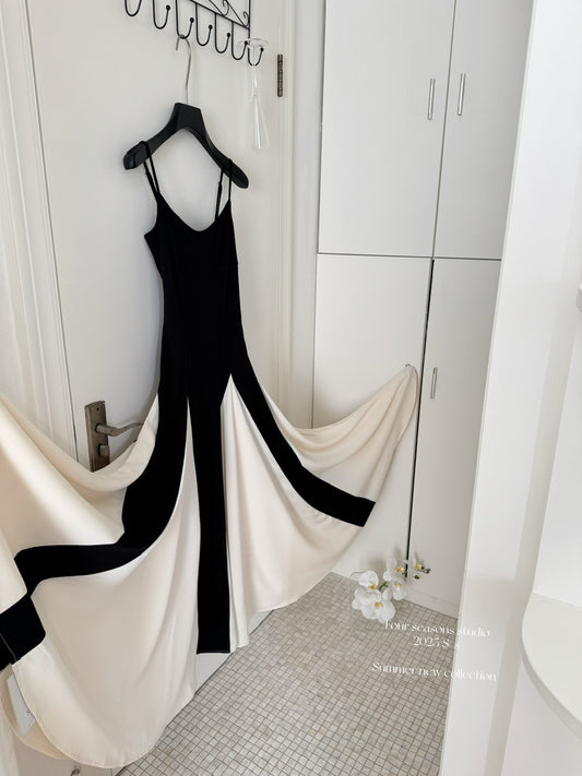 Sexy A-Linie Spaghettiträger Schwarzes Midi-Sommerkleid Urlaubsparty Schwarze Geburtstags-Outfits für Frauen DP0149