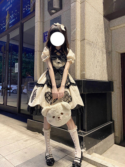 Cute Ball Gown Short Sleeves 16th Birthday Dress Lolita Dress Champagne Birthday Outfits DP0215
