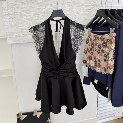 Sexy A Line Halter Neckline Summer Dress Little Black Dress Holiday Party Outfits For Women DP0098